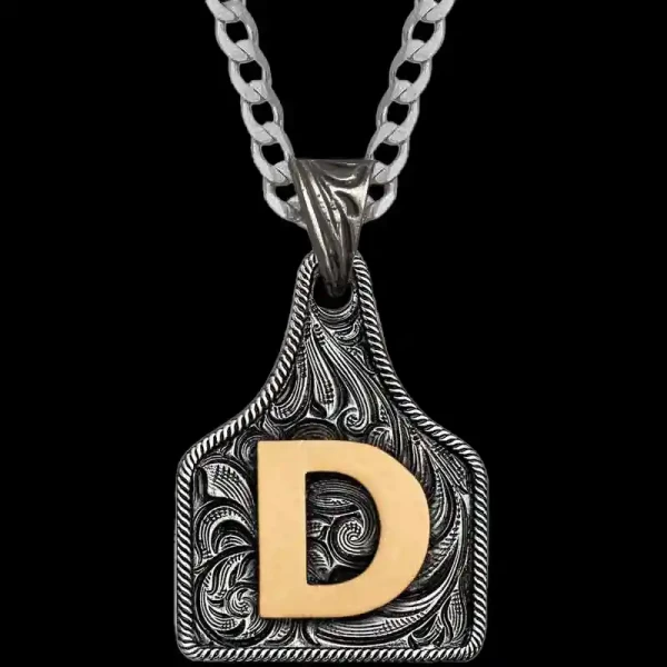 Medium Initial Cow Tag Necklace 